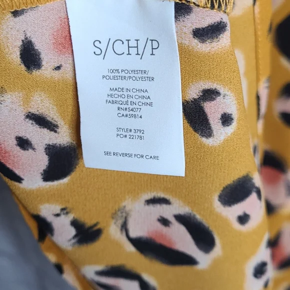 CAbi Yellow Pink Prowl Leopard Print Blouse Top Size Small - Picture 4 of 5